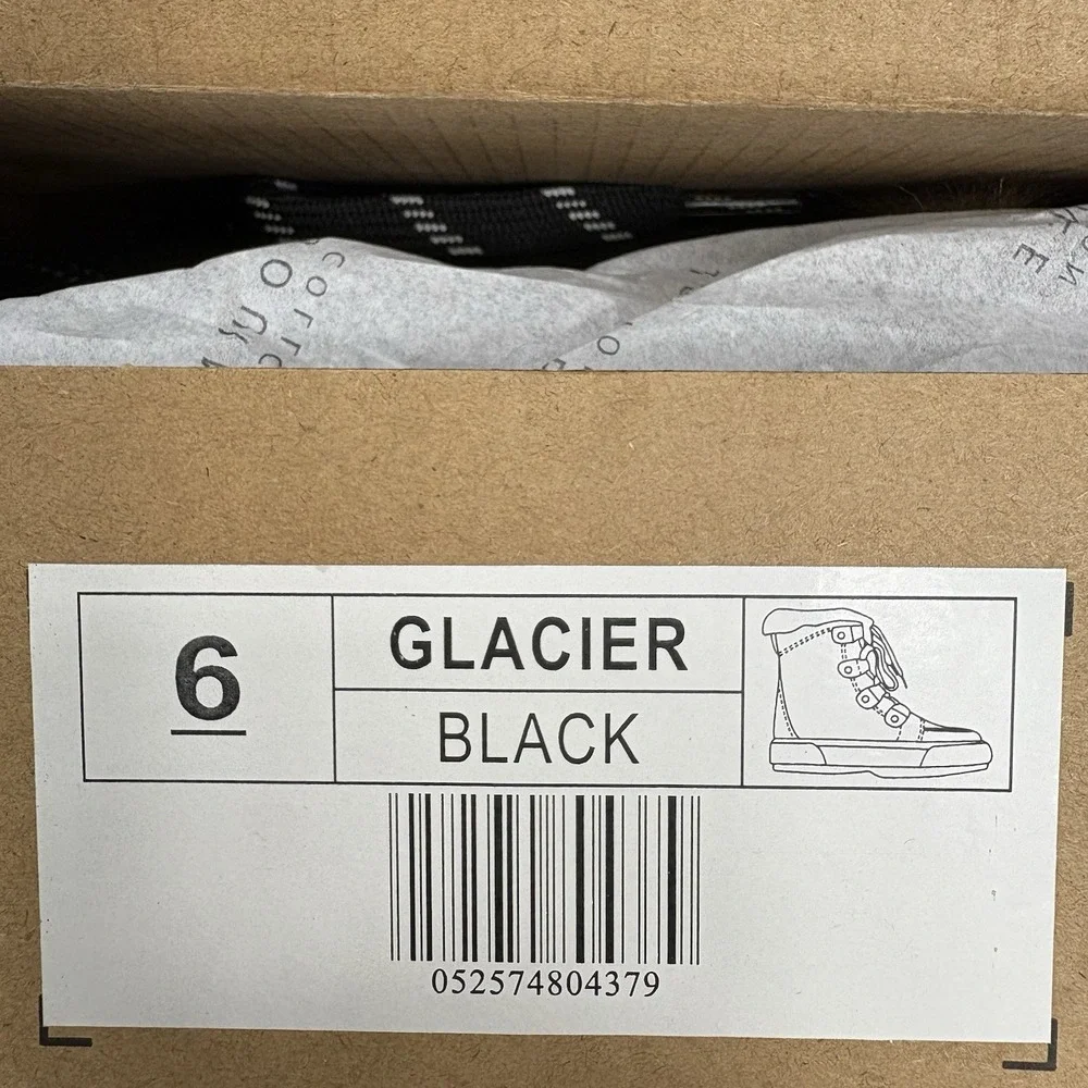 Journee Collection Glacier Black Faux Fur Lace-Up Winter‎ Boots Women's 6 NEW